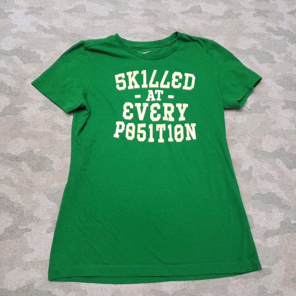 Nike Top Womens Large Green Slim Fit Short Sleeve